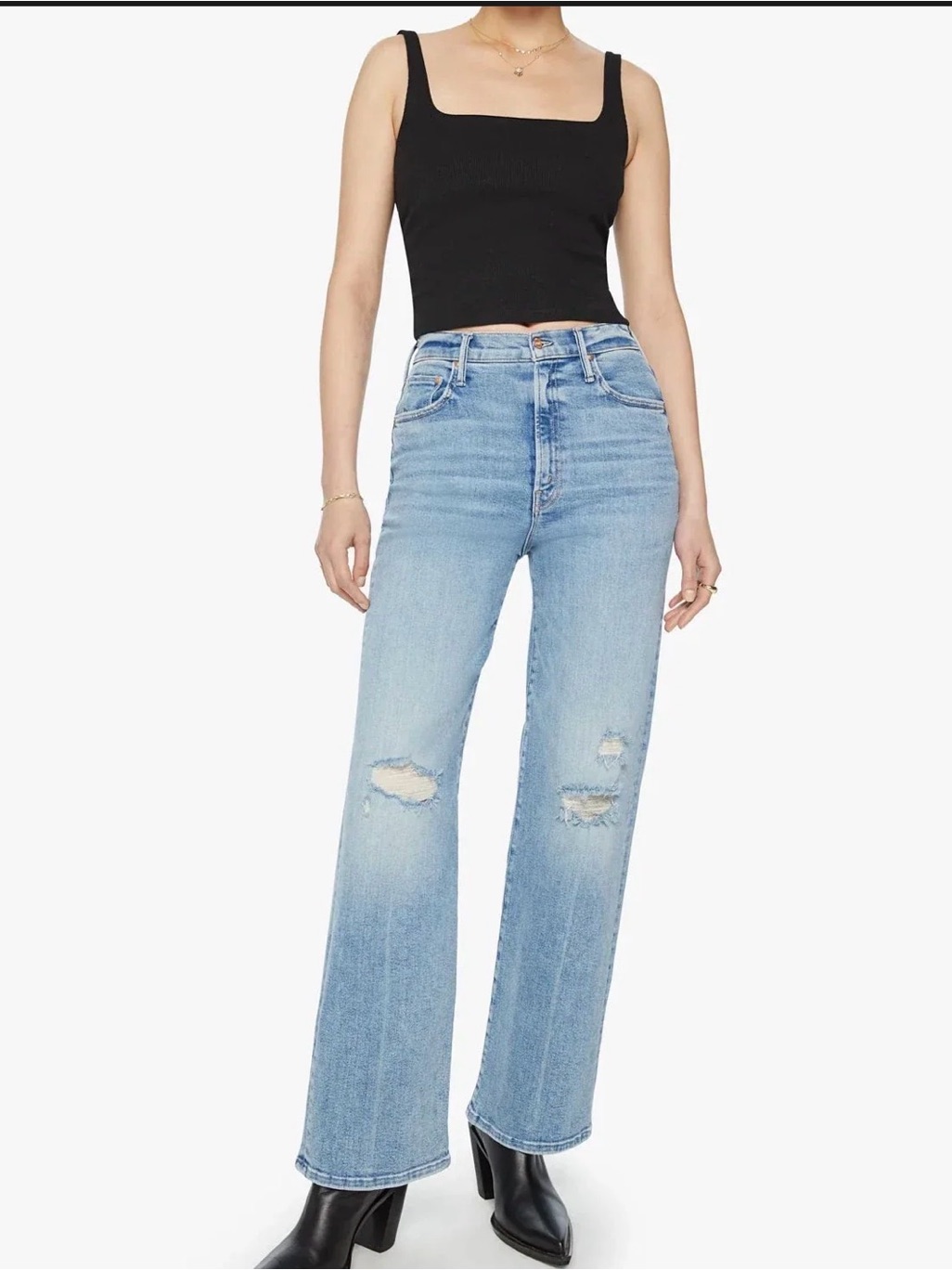 Mother Light Blue High-Rise Flare Jeans